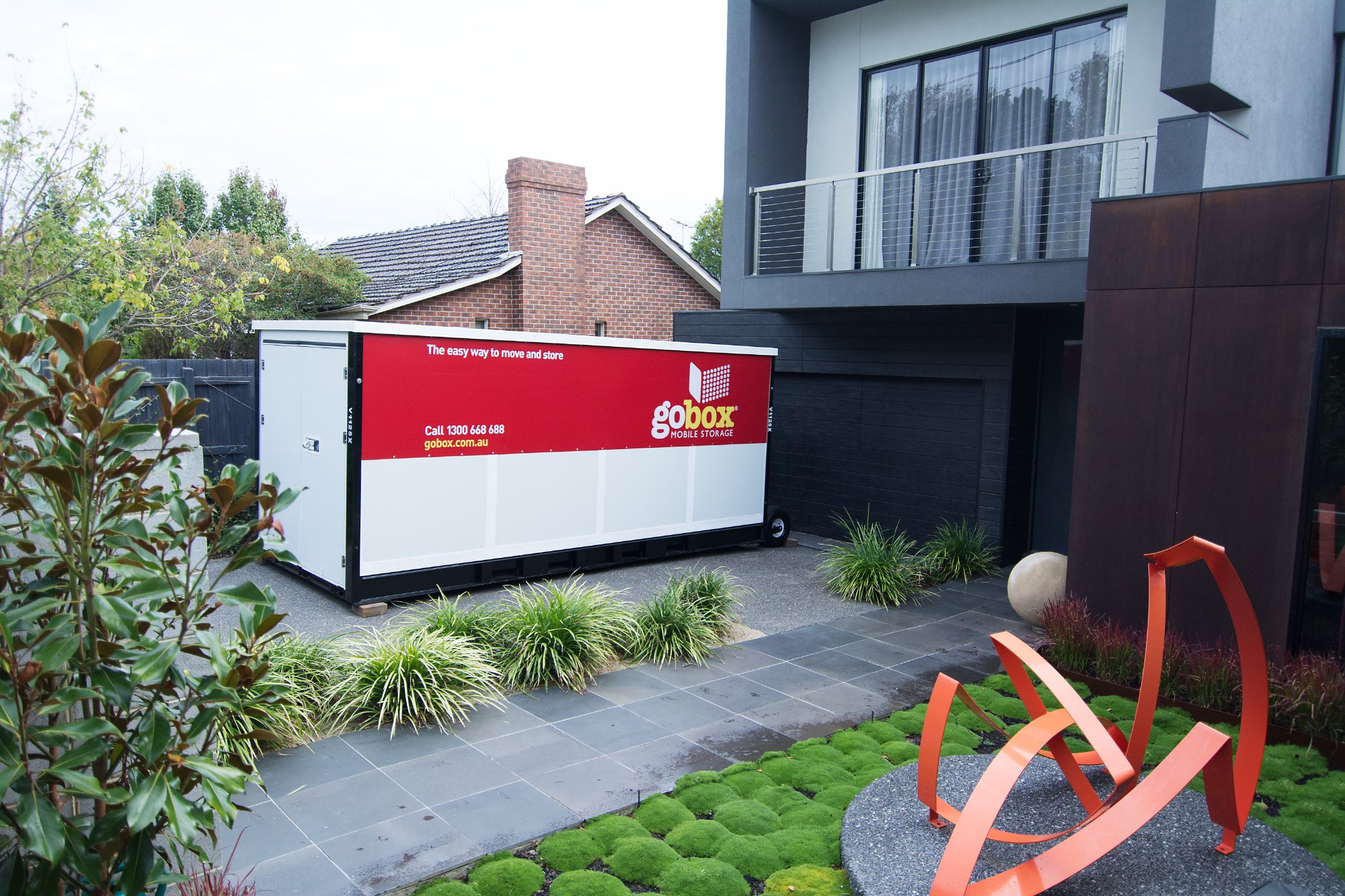 gobox mobile storage unit delivered to a residential driveway