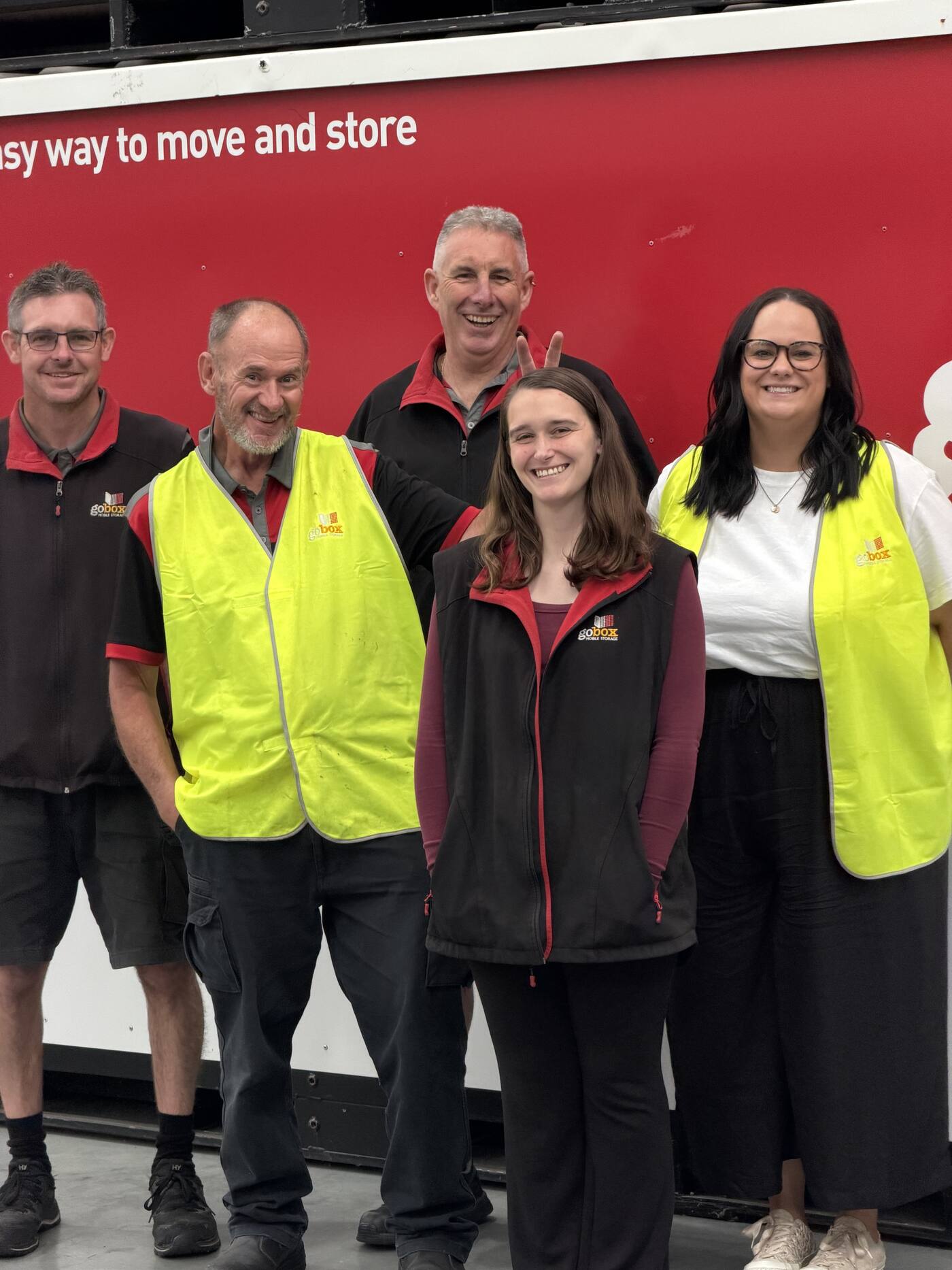 The gobox Melbourne team in front of a gobox delivery truck